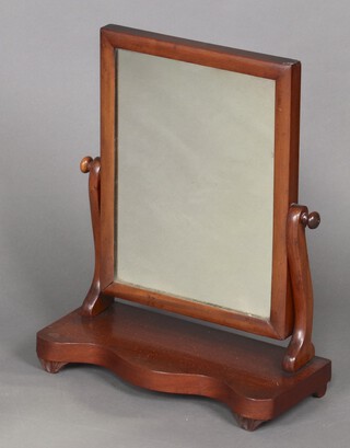 A 19th Century rectangular dressing table mirror contained in a mahogany frame, the base of serpentine outline 55cm h x 46cm w x 20cm d  