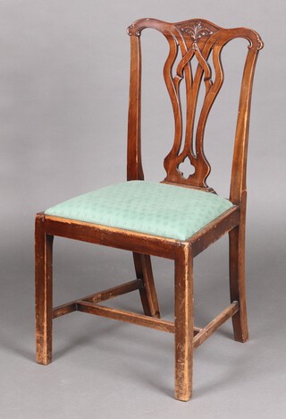 An 18th Century Chippendale style mahogany dining chair,  raised on square tapered supports