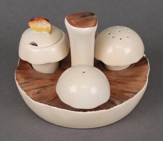 A Carlton Ware 3 piece novelty mushroom condiment set 