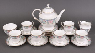 A Royal Grafton Sumatra 21 piece tea service comprising teapot, sugar bowl and cream jug, 6 tea plates, 6 cups and 6 saucers