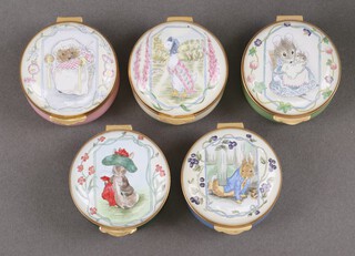 Five Royal Doulton 1992 Beatrix Potter trinket/pill boxes 4cm 