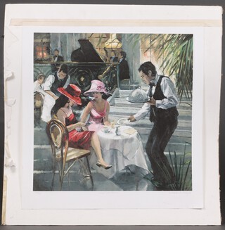 Sherree Valentine-Daines, a signed limited edition coloured print "Cafe de Paris" 68/495, 56cm x 55cm, unframed 