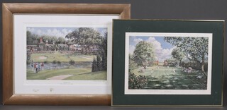 Sherree Valentine-Daines, a signed coloured print "The Rider Cup, 18th Hole"  34cm x 50cm together with a ditto limited edition print  "The Final Set" 235/850 33cm x 50cm (no glass, some marks to the mounts) 