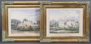 W H Wood, pair of watercolour drawings "Homme Castle" and "Clifton Church and Rectory" 22cm x 28cm 