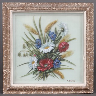 H Garnier, a 3 dimensional picture of poppies and ears of corn 28cm x 28cm 
