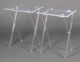 A pair of rectangular Ghost occasional tables (possibly Charles Hollis Jones) 65cm h x 51cm w x 38cm d (contact marks and light scratches in places, 1 missing a bolt to leg)  