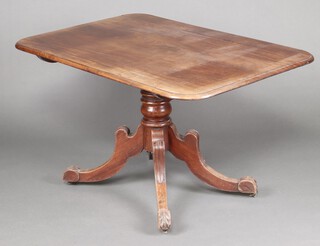 A Regency pedestal snap top breakfast table/table extension, raised on pillar and tripod base, with detachable side to form into a larger dining table  71cm h x 121cm w x 83cm 