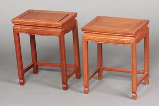 Two Chinese rectangular hardwood lamp tables 46cm h x 35cm w x 25cm d and 44cm h x 35cm w x 29cm d 