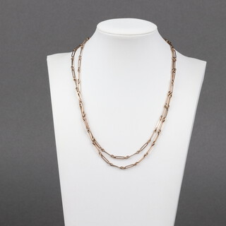 A 9ct gold fancy link chain 88cm, 15g
