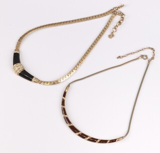 A Christian Dior gilt metal necklace and 1 other 