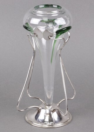 James Dixon & Co, an Art Nouveau glass and silver plated single epergne 27cm 