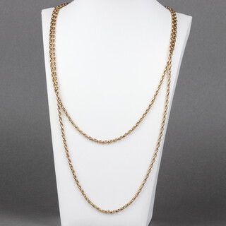 A gold marked 9ct belcher link chain, 136cm, 23.1g