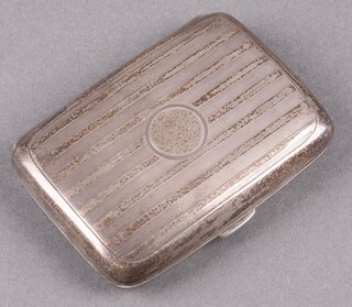 A silver cigarette case with engined turned decoration Birmingham 1911, 93g 