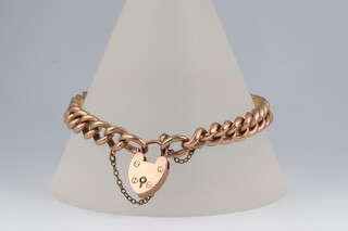 9ct curb link bracelet with padlock clasp, 20cm, 13.2g
