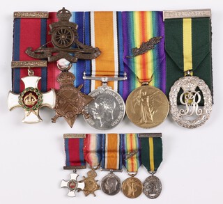 A group of 5 medals to Major Francis Edmond Crawshay Stanley ( b. 16th November 1876 ) Royal Field Artillery comprising George V Issue Distinguished Service Order ( gazetted 01 Jan 1919 ), 1914-15 Star, British War medal, Victory medal with mention in dispatches, George V territorial decoration.  The 1914-15 Star is named to Lieutenant, the British War medal has been renamed, together with a group of miniatures and cap badge 