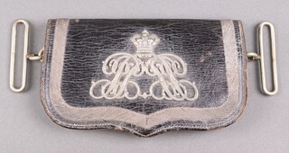 A Victorian officer's black leather pouch with crowned cypher 15cm  