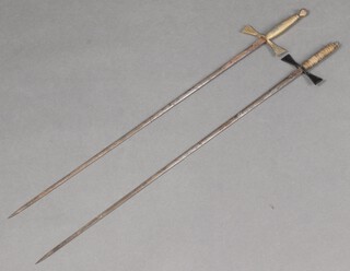 A Masonic Knights Templar sword with 71cm etched steel blade, gilt metal mount and detachable grip and 1 other 