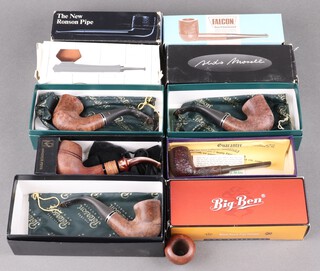 Three Peterson of Dublin pipes, an Aldo Morelli pipe, an  Amadeus pipe, a Falcon pipe, a Hardcastle pipe, a Royal Dutch Pipe Factory Big Ben 305 pipe, The New Ronson Pipe, a Kirsten pipe, all boxed 