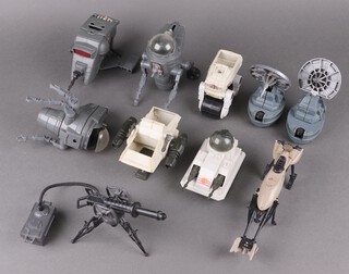 Star Wars by Palitoy,  a collection of vintage mini rigs and other smaller vehicles to include Cap-2 (x2 incomplete), Int 4 MTV-7 (missing canon), MLC-3, PDT-8, Radar Laser Canon (x2), Tri-Pod laser canon and a speeder bike