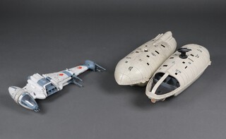 Star Wars by Palitoy, a vintage B-Wing fighter model, appears complete, together with 2 incomplete Rebel Transporters (1 missing canon and troop tray, the other missing rear cover)  