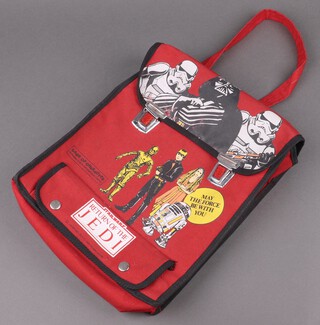A vintage Star Wars Return of The Jedi child's red school satchel by Bags of Character, circa 1981