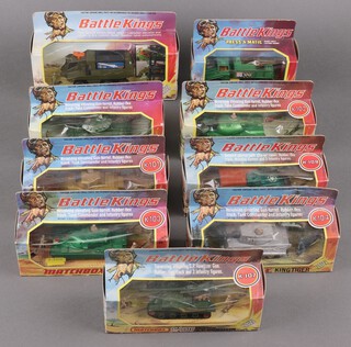 Matchbox, a collection of 9 Battle King Tanks, all boxed (boxes in varying condition) to include K-101, K102, K103, K104, K107, K108, K109, K110, K111 