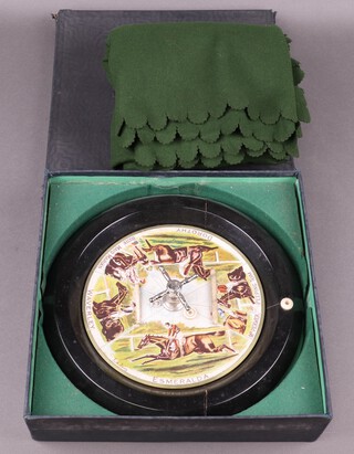 A 1920's Sandown Roulette Horse Racing Game by F H Ayres in a fitted box with baize supports, baize playing mat and baize gambling mat 