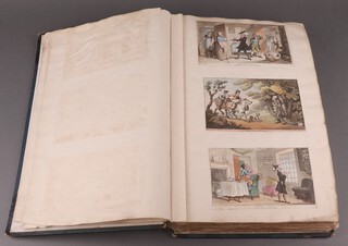 A large Victorian scrap book folio of mainly comical and caricature book plates and lithographs, Dr Syntax, Sam Slicks Oddities 