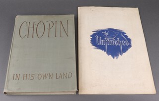 Two folios "Chopin in his Own Land", documents and souvenirs, edited by K Crystyna Kobylanska, Polish Music Productions 1955, together with "Six Impressions of Franz Schubert's Symphony in B Minor, The Unfinished" by Bruno Frost, limited edition no.28/1000 signed by Bruno Frost 