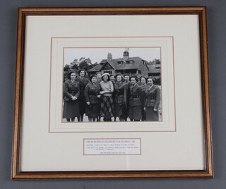 A black and white publicity photograph of WWII SOE spy Odette Hallow with SOE colleagues on the set of the 1950 film of her life "Odette" 19cm x 24cm