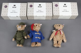 Three modern Steiff Love and Collect Bears, Captain Mainwaring, Catherine Princess of Wales 2023 and Paddington 2024