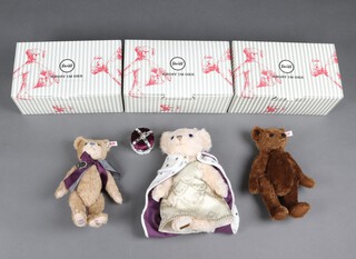 Three Steiff bears The Worlds First Teddy Bear 664946, Platinum Jubilee 691348 and the Celebration of a Reign Bear, Ltd ed 550 of 1953