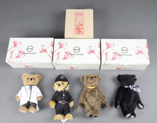 Four Steiff Bears - Albert the Royal Consort 691305, Penny 690846, The Good Doctor 690723 and The Community Bobby 691362