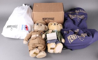 Six Merrythought bears - King Charles III Coronation Ltd Ed 116/200, Royal British Legion Bear, Johnny the Evacuee bear, WWI Tommy Bear, 75th Anniversary of VE Day bear Ltd ed 33/1945 and The Team GB Bear ltd ed 142/2024
