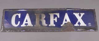 Of Horsham interest, a blue and white enamelled street sign "Carfax" 15cm h x 58cm w 