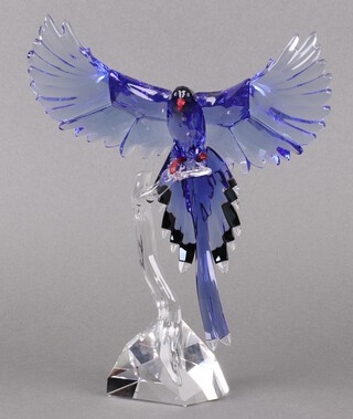 A Swarovski Crystal  figure - Taiwan Blue Magpie, wings outstretched 24cm 