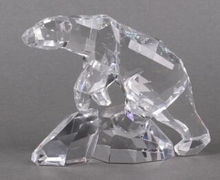 A Swarovski Crystal  2007 figure of a bear - Nanuc Polar Bear standing on 2 rocks 12cm, boxed 