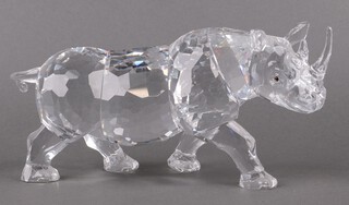 A Swarovski Crystal  Wattens 2008 figure of a rhinoceros - The Rhinoceros 14cm, a limited edition figure of 10,000, with framed certificate and booklet  and hard carrying case  