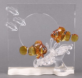 A Swarovski Crystal 2005 plaque - Wonders of The Sea Harmony 20cm x 19cm, complete with stand, boxed 