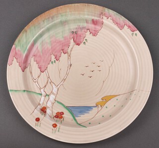 Clarice Cliff, a Taormina pattern plate, reverse marked Clarice Cliff, 25cm 
