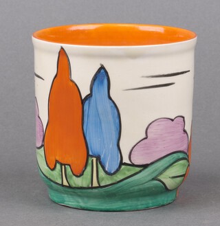 A Clarice Cliff Bizarre Blue Autumn pattern pattern vase 9cm 