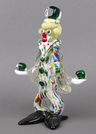 A Murano glass figure of a standing clown, the reverse with label 29cm 