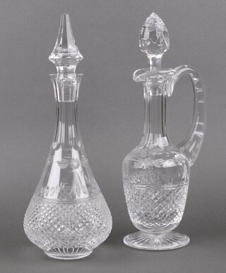 A Stuart Crystal Beaconsfield pattern cut glass claret jug and stopper 36cm and a ditto decanter 35cm 