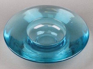 A Holmegaard circular blue Art Glass bowl 33cm