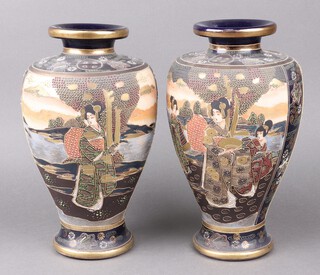 A pair of Japanese late Satsuma vases decorated figures 