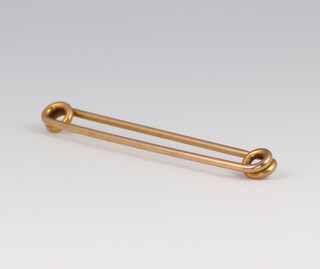 A gold marked 9ct stock pin, 5cm w, 2.7g