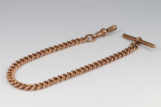 A 9ct gold curb link single Albert watch chain, 21.1g