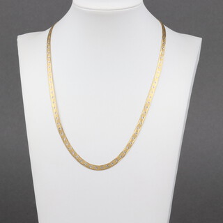 A 2 colour gold marked 375 necklace, 43cm, 8.2g