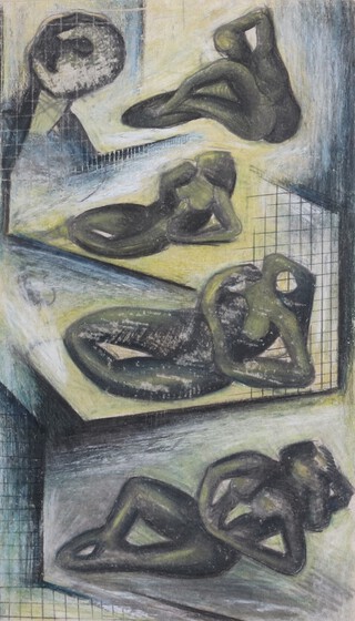 Cuthbert Fraser Hamilton (British, 1885-1959), Reclining Figure Studies, pastel with pencil, 25.5cm x 15cm, within a painted wood frame. Provenance: The Court Gallery, Somerset; the artist's estate.