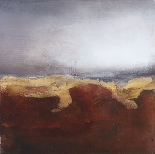 British School (Contemporary), "Heartland", oil on board, indistinctly signed, titled and dated 2007 verso, 16cm x 16cm, within a painted wood frame.